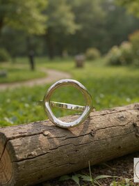 Open Circle Sterling Silver Ring, Boho Minimalist Band, Handmade Geometric Jewelry