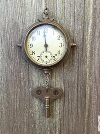 Vintage Clock Key Necklace PENELOPE, Repurposed Brass Winding Pendant, Steampunk