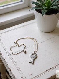 Antique Flat Lock Key Necklace, Repurposed Steel Pendant, Industrial Jewelry