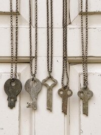 Antique Flat Lock Key Necklace, Repurposed Steel Pendant, Industrial Jewelry