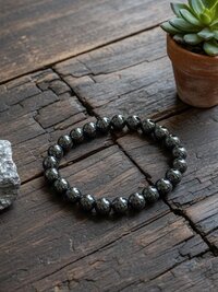 Hematite Beaded Bracelet - Natural Gemstone Jewelry - Stylish Stretch Bracelet