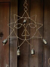 Handmade Sun Windchime - Artisan Metal Garden Decor Brass Bells