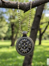 Bohemian Antique Bronze Tribal Pendant Necklace - 24 Inch Chain Boho Jewelry