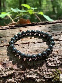 Hematite Beaded Bracelet - Natural Gemstone Jewelry - Stylish Stretch Bracelet