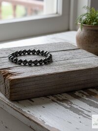 Hematite Beaded Bracelet - Natural Gemstone Jewelry - Stylish Stretch Bracelet