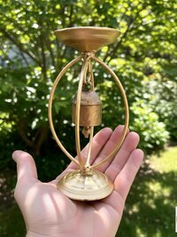 Zen Bell Votive Candle Holder - Artisan Metal Chime Altar Display Stand, 6.5 Inch