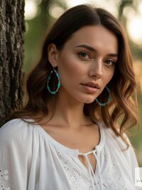 Boho Teardrop Earrings with Turquoise Beads - Antique Gold Dangle Jewelry