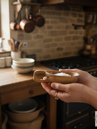 Hand Carved Olive Wood Salt Pot with Handle: Kenyan Kitchen Decor