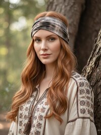 Brown Tie-Dye Boho Headband, Stylish Bohemian Headwrap, Headbands for Women