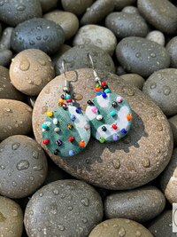 Handcrafted Boho Button Earrings - Dangle Earrings, Sustainable Upcycled Jewelry