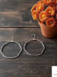 Handcrafted Boho Silver Hoop Earrings - Ethnic Hammered Dangles with 925 Sterling Silver Hooks