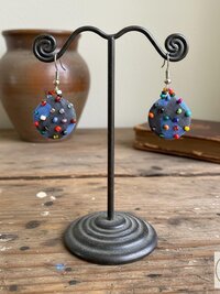 Handcrafted Boho Button Earrings - Dangle Earrings, Sustainable Upcycled Jewelry