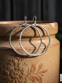 Handcrafted Boho Silver Hoop Earrings - Ethnic Hammered Dangles with 925 Sterling Silver Hooks