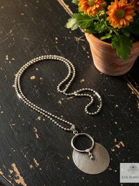 Boho Tribal Silver Circle Pendant Necklace - Unique Statement Accessory