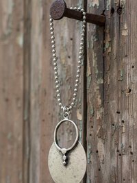 Boho Tribal Silver Circle Pendant Necklace - Unique Statement Accessory