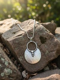 Boho Tribal Silver Circle Pendant Necklace - Unique Statement Accessory