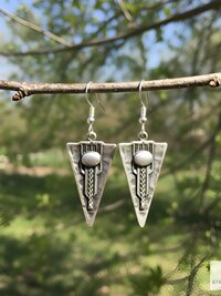 Boho Silver Tribal Earrings - Ethnic Dangles with 925 Sterling Silver Hooks