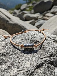 Boho Leather & Silver Bead Bracelet - Adjustable Minimalist Style