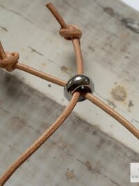Boho Leather & Silver Bead Bracelet - Adjustable Minimalist Style