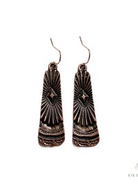 Handcrafted Antique Copper Tribal Earrings - Boho Ethnic Dangles