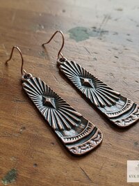 Handcrafted Antique Copper Tribal Earrings - Boho Ethnic Dangles