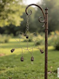 Handmade Sun Windchime - Artisan Metal Garden Decor Brass Bells