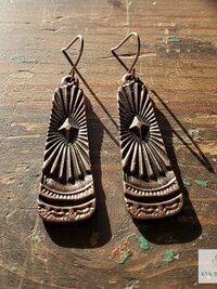 Handcrafted Antique Copper Tribal Earrings - Boho Ethnic Dangles