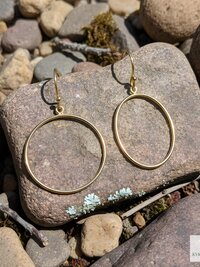 Handcrafted Gold Dangle Hoop Earrings - Medium Circle Drops