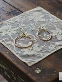 Handcrafted Gold Dangle Hoop Earrings - Medium Circle Drops