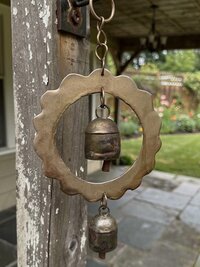 Handmade Double Sun Bells Metal Wind Chime - Soothing Outdoor Sounds, Rustic Garden Decor