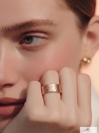 8mm Copper Ring, Rustic Hammered Band, Unique Boho Style Jewelry
