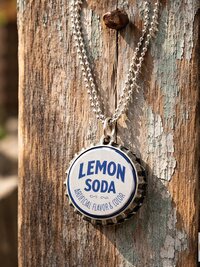 Vintage Soda Bottle Cap Necklace, Retro 1970s Americana Jewelry
