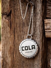 Vintage Soda Bottle Cap Necklace, Retro 1970s Americana Jewelry