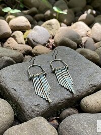 Fringe Earrings with Raw Brass Patina Finish - Handcrafted Boho Statement Jewelry