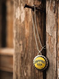 Vintage Soda Bottle Cap Necklace, Retro 1970s Americana Jewelry