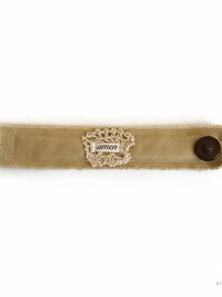 Amen Boho Cuff Bracelet – Cotton Fabric, Vintage Crochet, Button Closure