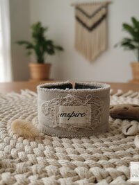 Inspire Boho Cuff Bracelet – Sandstone Cotton Fabric, Vintage Button Closure