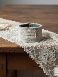 Inspire Boho Cuff Bracelet – Sandstone Cotton Fabric, Vintage Button Closure