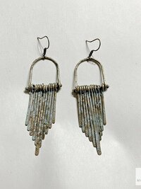 Fringe Earrings with Raw Brass Patina Finish - Handcrafted Boho Statement Jewelry