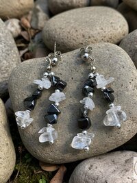 Hematite & Quartz Crystal Dangle Earrings