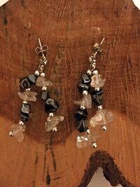 Hematite & Quartz Crystal Dangle Earrings