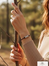 Boho Leather & Silver Bead Bracelet - Adjustable Minimalist Style