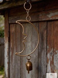 Crescent Moon Chime - Handmade Artisan Boho Metal Celestial Yard Decor