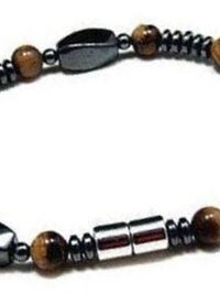 Men's Magnetic Hematite Tiger Eye Bead Bracelet