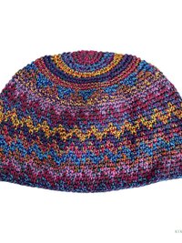 Multi Color Zig Zag Kufi Skull Cap, Crocheted Beanie Hat, Ethically sourced