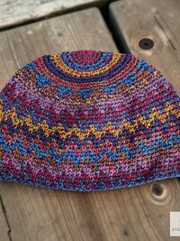 Multi Color Zig Zag Kufi Skull Cap, Crocheted Beanie Hat, Ethically sourced