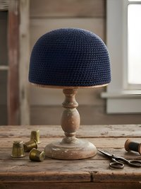 Navy Kufi Skull Cap - Crocheted Beanie Hat, Ethically sourced