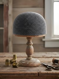 Gray Kufi Skull Cap, Crocheted Beanie Hat, Ethically sourced