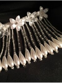 Rhinestone and Resin Flowered Fringe with Pearl Accented Hairpin