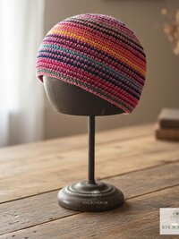 Pink Stripe Kufi Skull Cap, Crocheted Beanie Hat, Ethically sourced